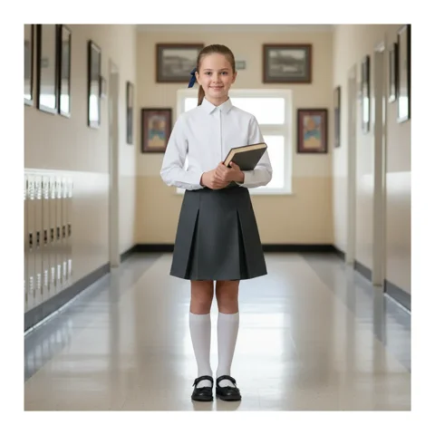 Genérico - Falda Colegio Niña Juvenil Gris Clásica Confección Nacional