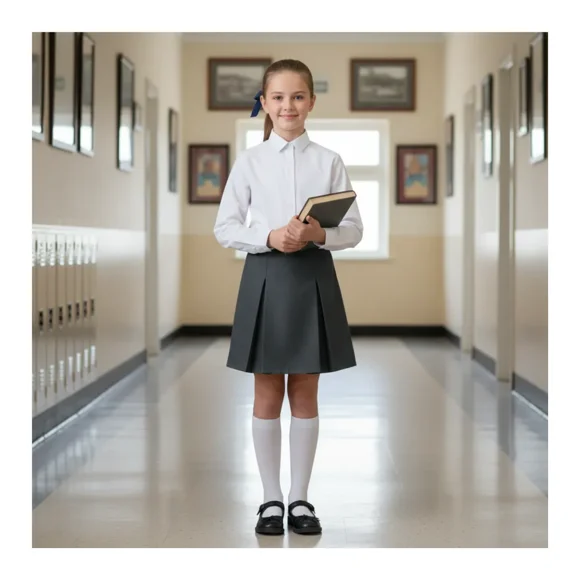Falda Colegio Niña Juvenil Gris Clásica Confección Nacional