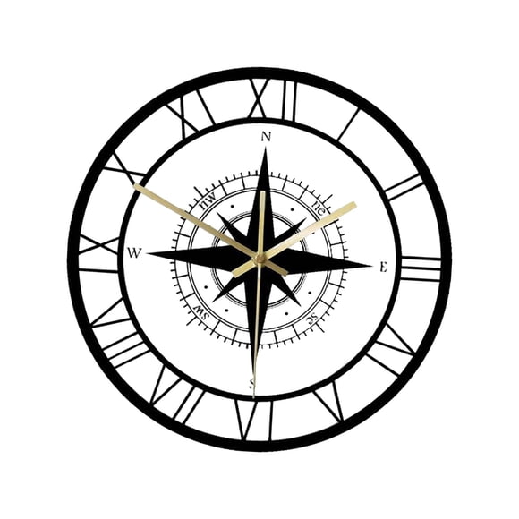 Reloj de Pared con Brújula, Relojes Decorativos para Colgar en La Pared Que No Hacen Tictac, Relojes Redondos de 30cm para Niños, Habitación de Niños