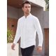 thumbnail image 4 of INSPIRE CHIC Camisa de Hombre Casual con Cuello Mao, Bolsillo, Botones, Manga Larga, Rayas, Talla XL, Blanco, 4 of 5
