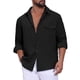 thumbnail image 4 of INSPIRE CHIC Camisa Texturizada a Cuadros para Hombre Camisa Casual de Bolsillo Sólido de Manga Larga XL Negro, 4 of 6