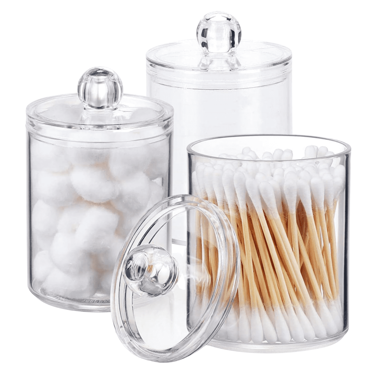 Genérico - Pack 3 Organizador Acrílico C/tapa Multiuso Algodon Cotonete