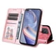 thumbnail image 3 of Funda tipo cartera FOXDOCK para OPPO Reno4Z 5G , diseño girasol en relieve, cuero PU, cierre magnético, soporte y tarjetero, 3 of 5