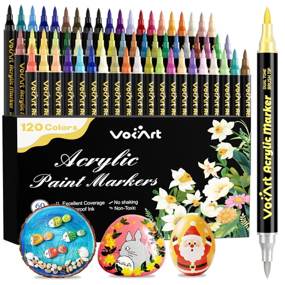 Marcadores de pintura acrílica VOKART, 120 colores, brocha de doble punta