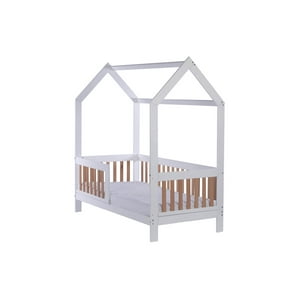 Drewex - Cama Para Niños Casa Bambini Natural (160 X 80) + Colchón