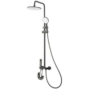 Joytek - Columna Ducha Teclado Monomando 4 Funciones Plato Redondo Gris Grafito