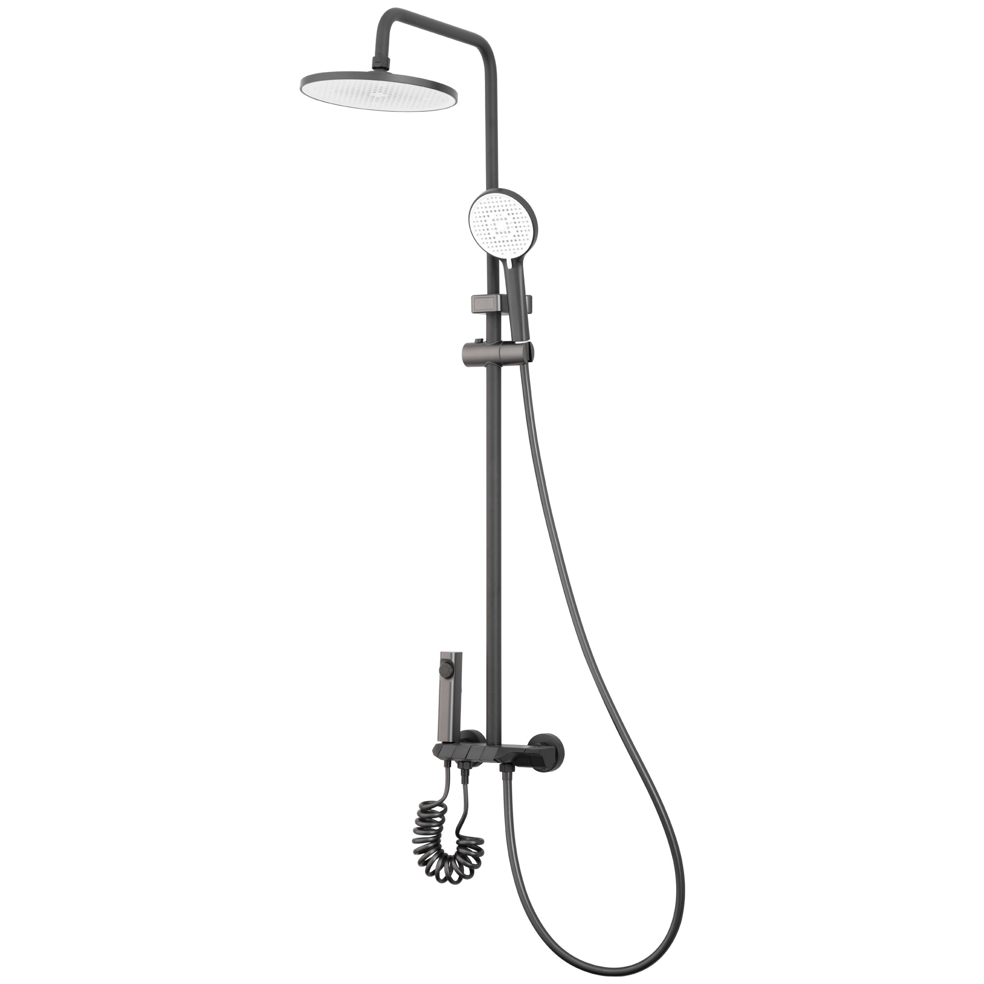 Joytek - Columna Ducha Teclado Monomando 4 Funciones Plato Redondo Gris Grafito