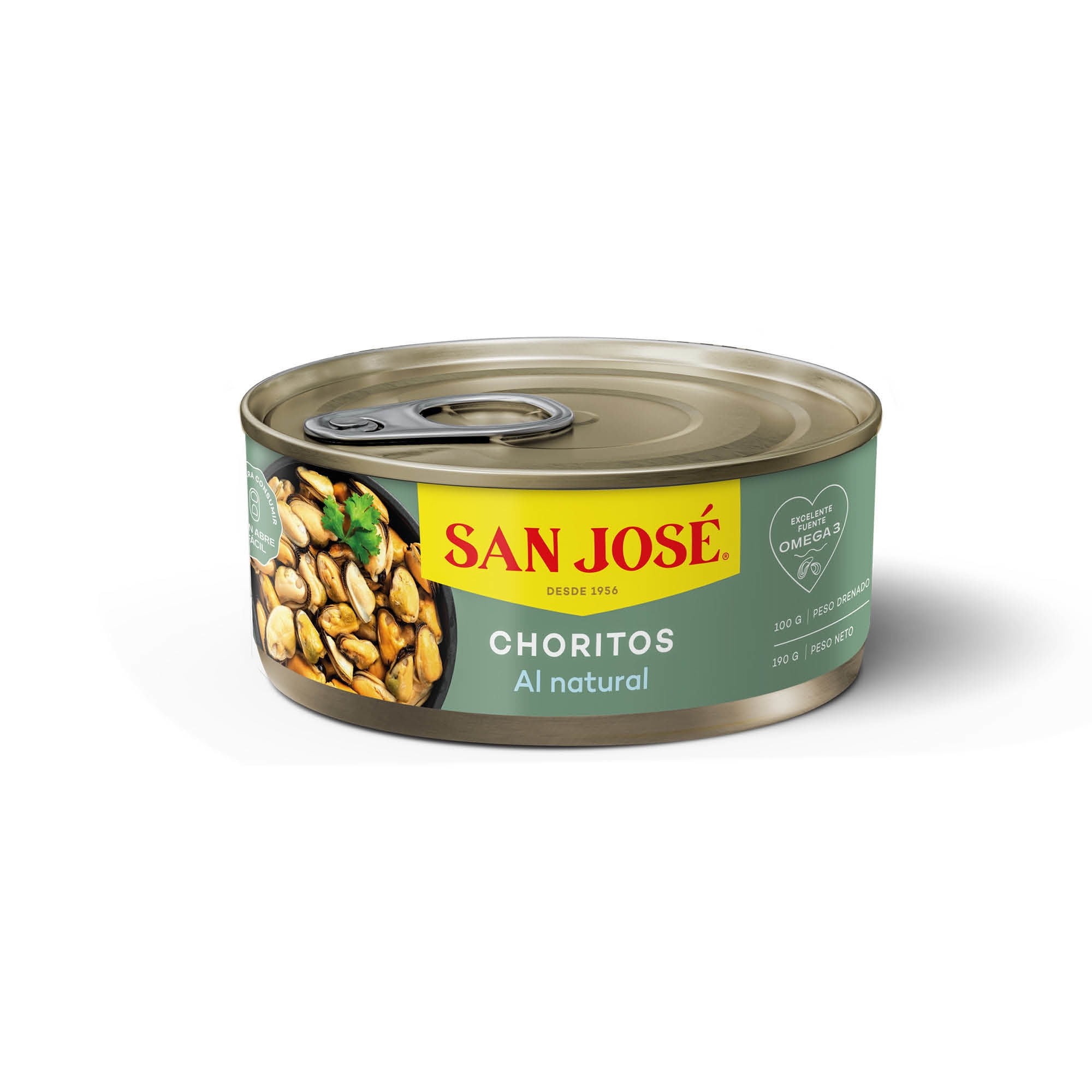 Choritos Natural Lata Drenado 100 g - Neto 190 g San José
