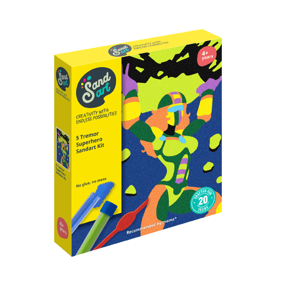 Kit Motricidad Fina Arte con Arena Neon Superhéroe Tremor Colores Fluorescentes | SandArt | Manualidades Niños | NP10