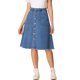 thumbnail image 1 of INSPIRE CHIC Falda de Mezclilla para Mujer Vuelta al Colegio Dobladillo Crudo Botones Abajo Línea A Midi Faldas de Jeans Azul S, 1 of 8