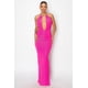 thumbnail image 1 of Saronite Vestido de Fiesta de Corte Alto, Elástico, con Escote en V Profundo, Espalda Descubierta y Abertura, Color Rosa (para Mujer), 1 of 2