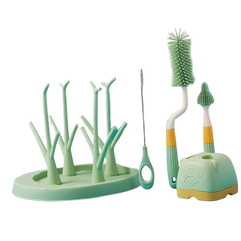 Bothyi - Juego De Cepillos Para Botellas Cepillo De Lavado Cepillo De Limpieza Portátil De Silicona Limpiador De Botellas Verde