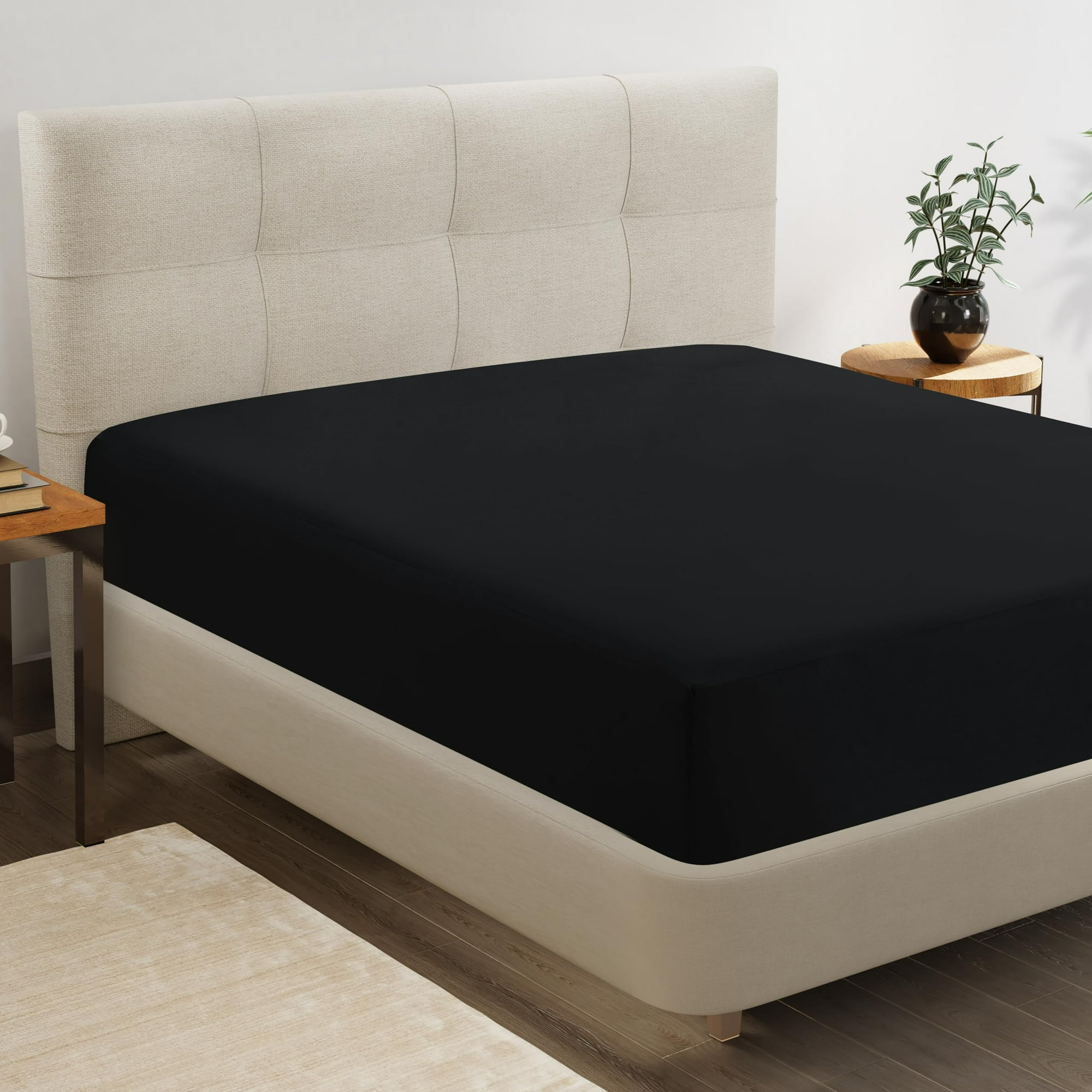 Sábana Bajera Lane Linen Lane Linen Queen Negra De Microfibra