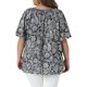 thumbnail image 3 of Agnes Orinda Blusas de Talla Grande para Mujer Cuello Redondo con Lazo Manga Corta Estampado Boho Blusa Casual de Verano 3X Negro, 3 of 5