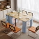 thumbnail image 2 of TREXM Extendable Dining Table with 3 Removable Middle Leaves, Mobile Rolling Island Table with Power Outlet, Saving-space Cabinet with Storage for Dining Room and Living Room (GREY BLUE AND NATURAL), 2 of 3