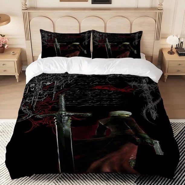 3pcs Set of Bedding Featuring a Ghostly with a Gun Including a Duvet Cover And Two Pillowcases. Soft And Breathable