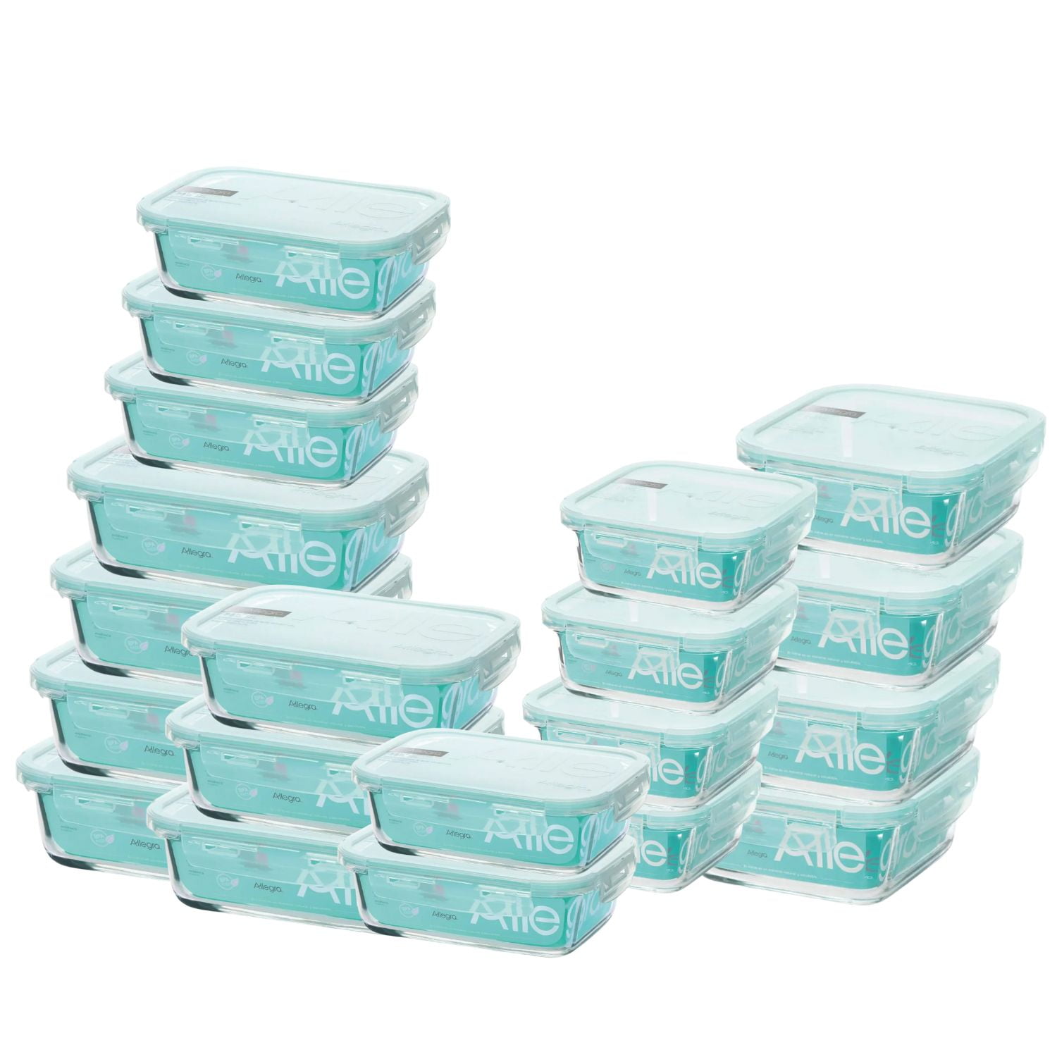 Set 20 Contenedores Hermeticos Alimentos De Vidrio Allegra
