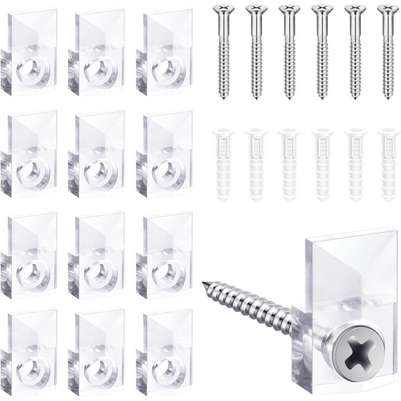Kit de 22 sets de clips transparentes para sujetar espejos