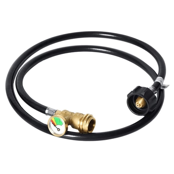 Manguera de tanque de propano GGC de 4 pies con manómetro para autocaravana, parrilla de gas, calentador