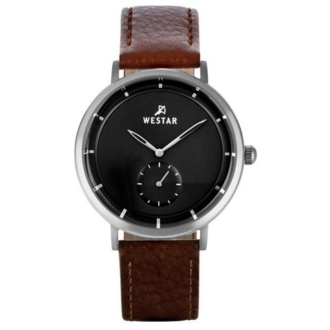 Reloj Westar Profile Leather Strap Black Dial Quartz 50246Stn123 Para Hombres