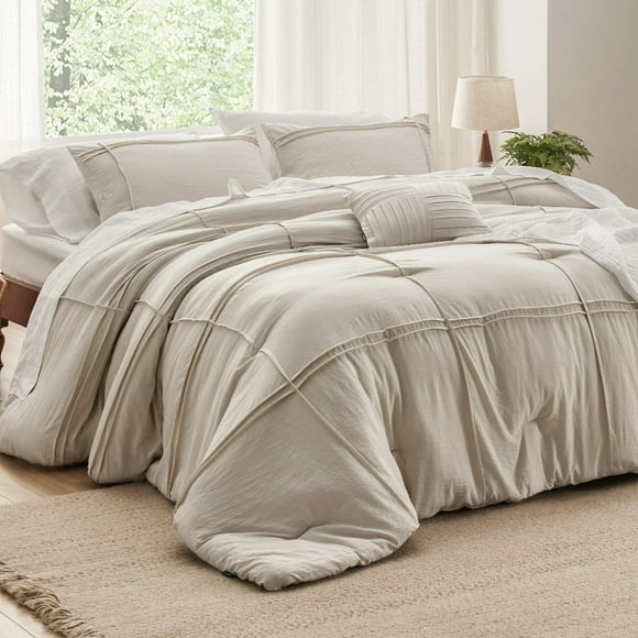 Juego de edredón Bedsure Beige Queen con 4 piezas