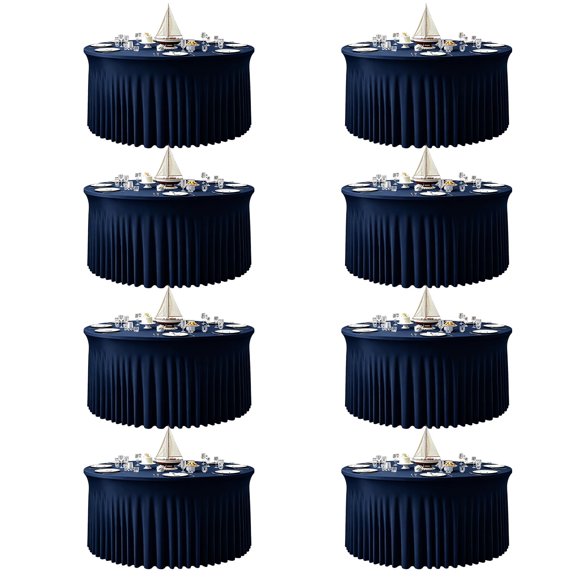 Mantel redondo GALLETY 335 cm azul marino – juego de 8
