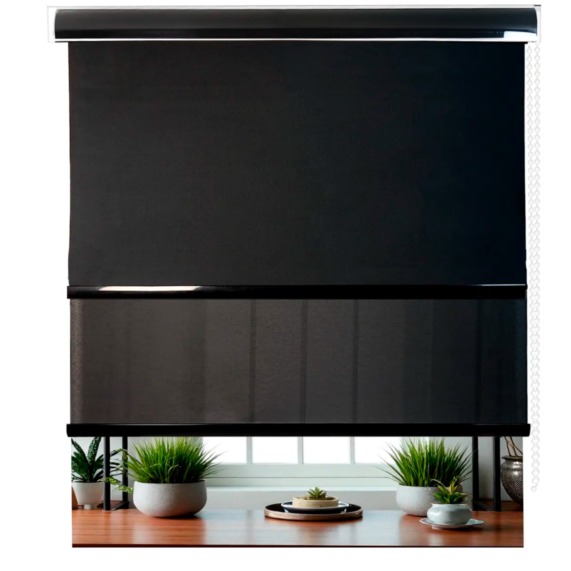 Cortina Roller Blackout Doble Visillo Cenefa Beiti 100x200