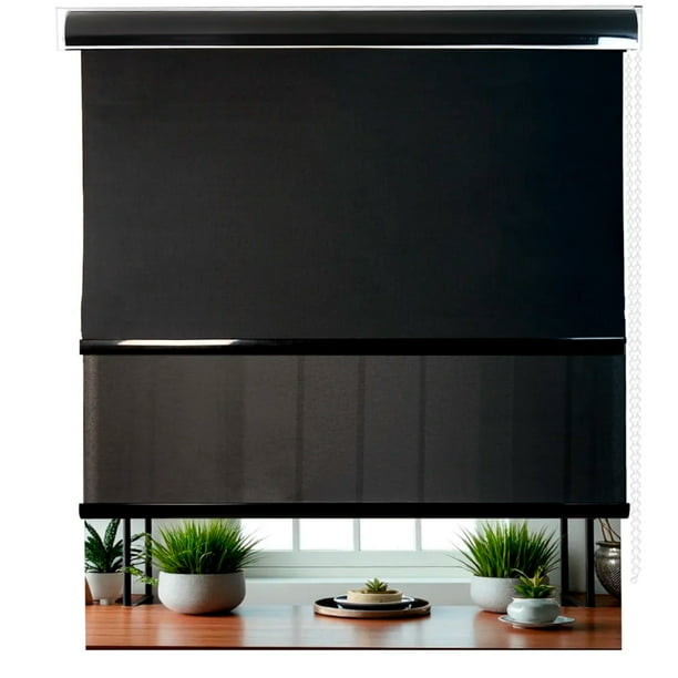 Cortina Roller Blackout Doble Visillo Cenefa Beiti 100x200