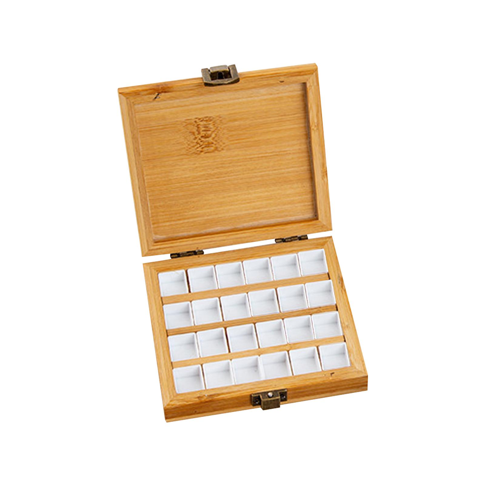 Magideal - De Pintura De Bambú Vacía Con Tapa De Gouache Bandeja De Pintura De Acuarela Para Niños , 24 Rejillas