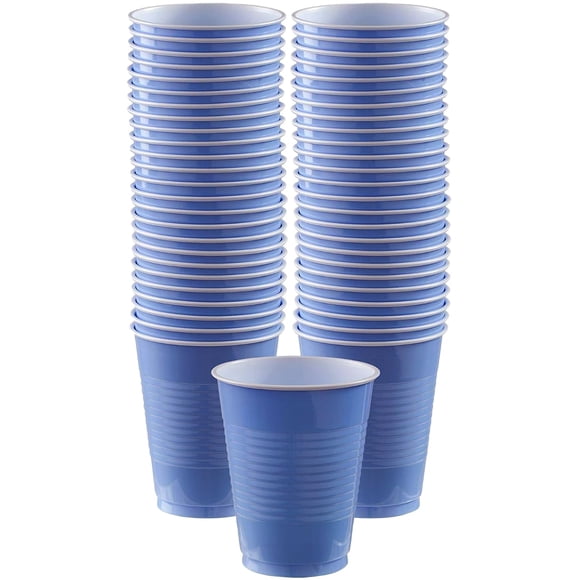 Vasos de plástico Amscan 18 oz, paquete de 50, apilables, azul pastel