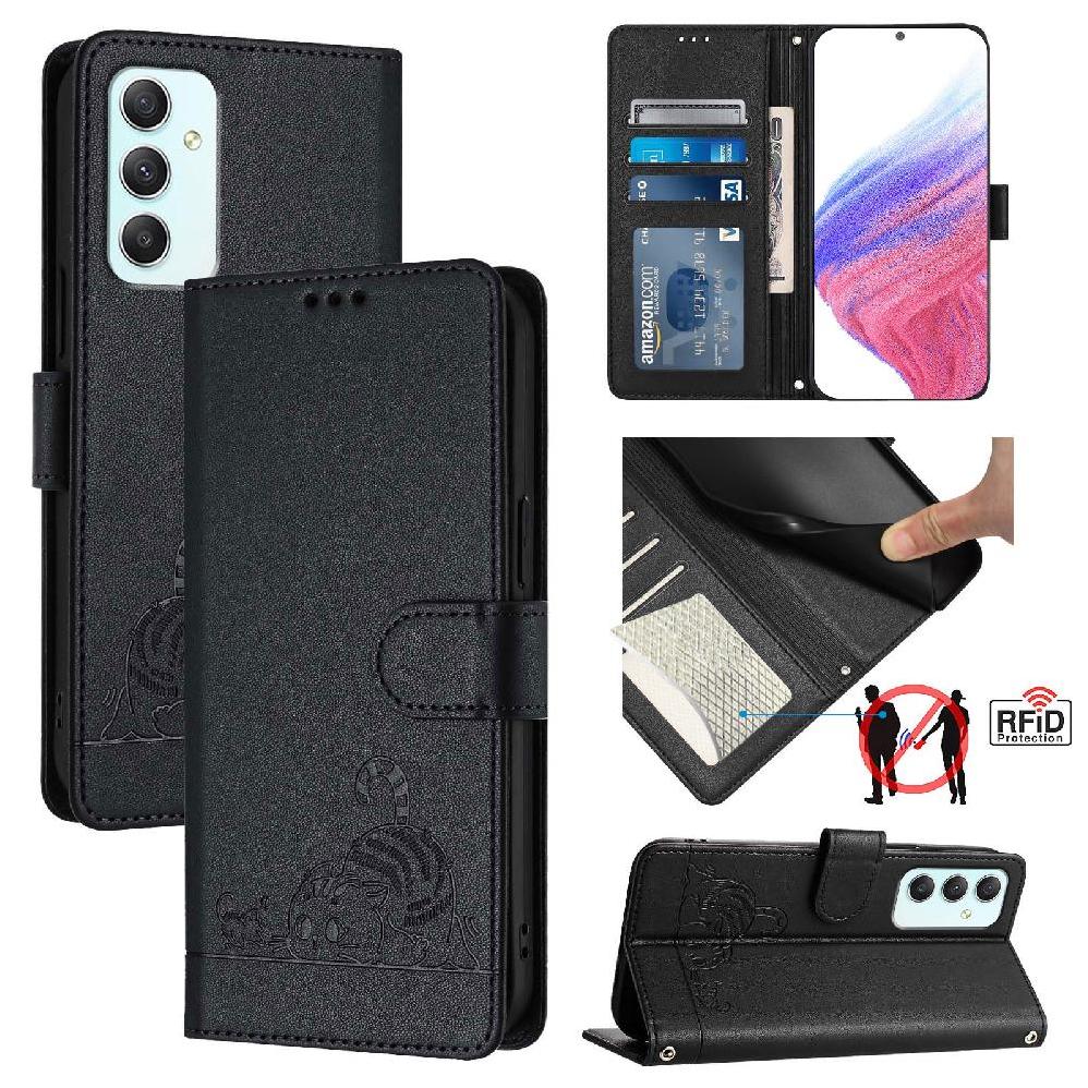 Funda Tipo Cartera Foxdock Para Samsung Galaxy A35 5G Con Soporte, Ranuras, Rfid, Diseño De Gato