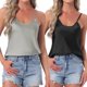 thumbnail image 1 of INSPIRE CHIC Camiseta de Pijama de Satén para Mujer 2 Piezas, Camiseta de Tirantes Suave con Escote en V y Tirantes Finos, Básica y Holgada para Dormir M Negro y Gris, 1 of 6