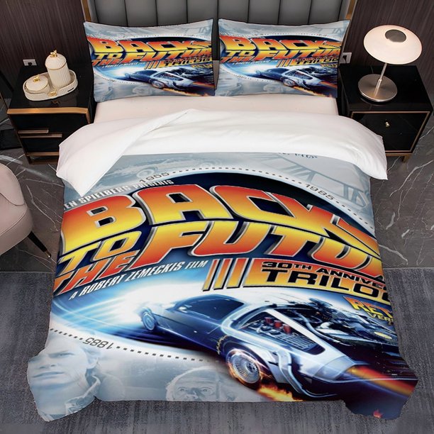A 3pcs Back to The Future Commemorative Edition Themed bedding Featuring Exquisite Printed Designs Including a Duvet Cover And Two Pillowcases