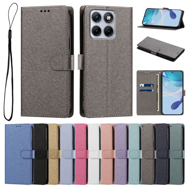 Cartera para Motorola Edge 70 Fusion con Soporte y Correa, Gris