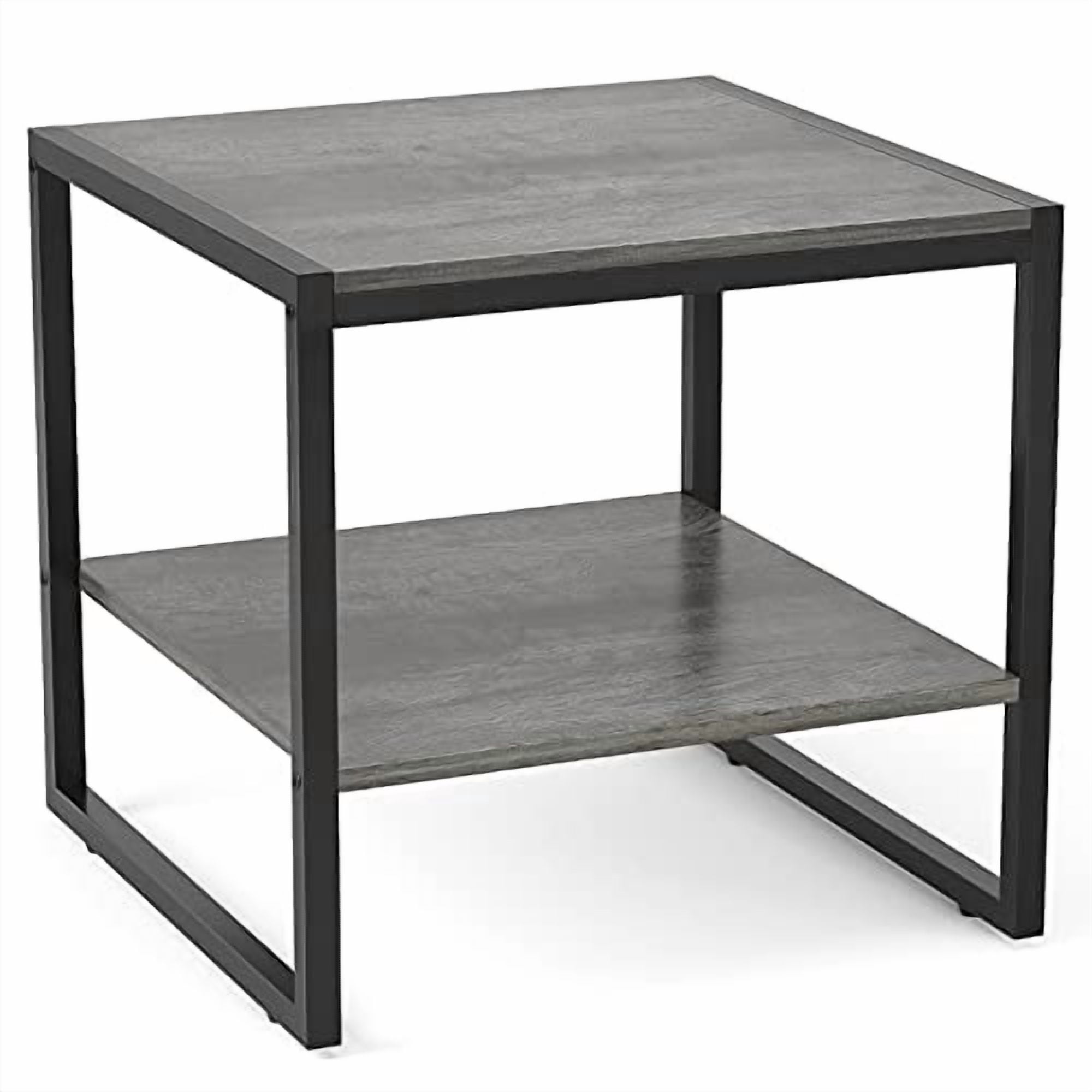 Mesa Auxiliar Homieasy Cuadrada De 50 Cm Con Estante De Almacenamiento De 2 Niveles