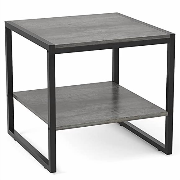 Mesa auxiliar Homieasy cuadrada de 50 cm con estante de almacenamiento de 2 niveles