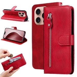 Gangxun - Funda Con Cremallera Para Iphone 16 Pro Max, Carcasa Cartera De Cuero Pu Con Soporte Y Tarjetero