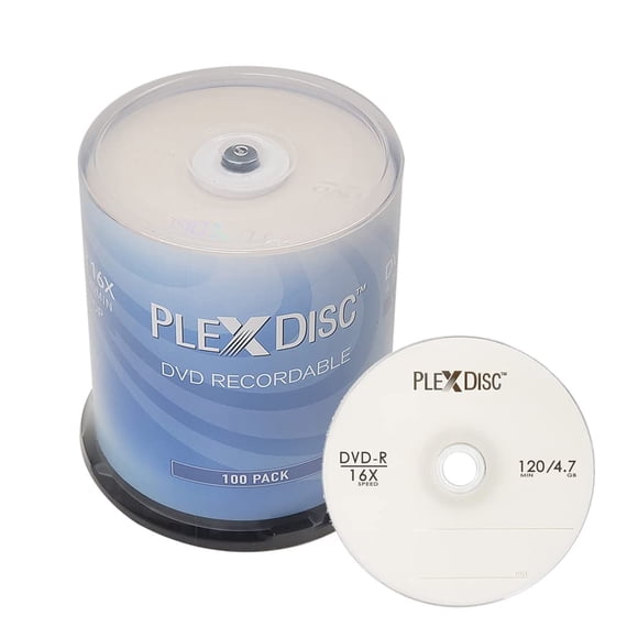 Husillo de 100 discos DVD-R PlexDisc de 4,7 GB con logotipo 16x