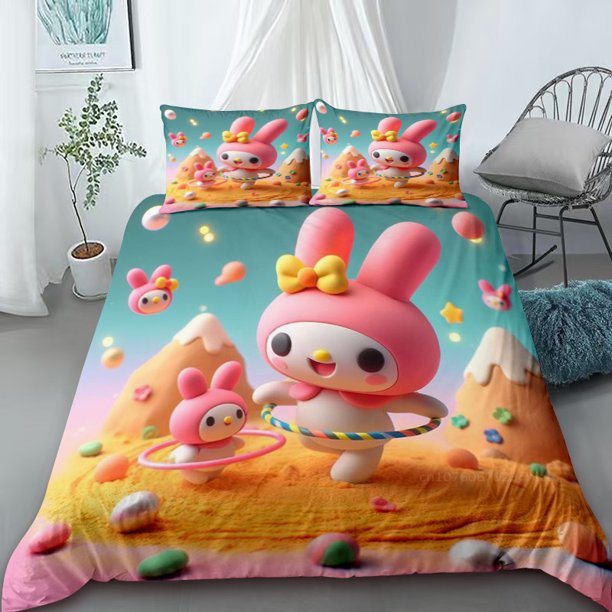 Duvet Cover Melody Pink Cartoon Bedding Set Multi-piece Set Single Double Bed Full Size Quilt Comfort Cover Children's GiftBed Sheets