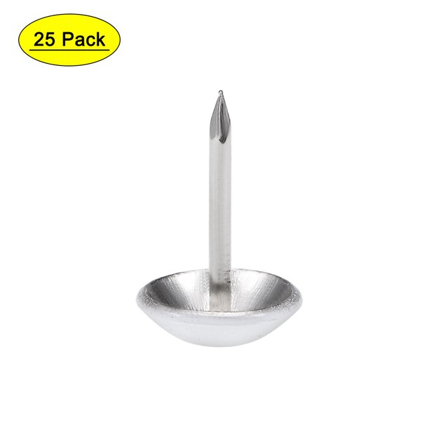 Uxcell 0.43''x0.67'' Clavos de Tapicería Tachuelas Cabeza Redonda Chinchetas Hierro Blanco 25Pcs