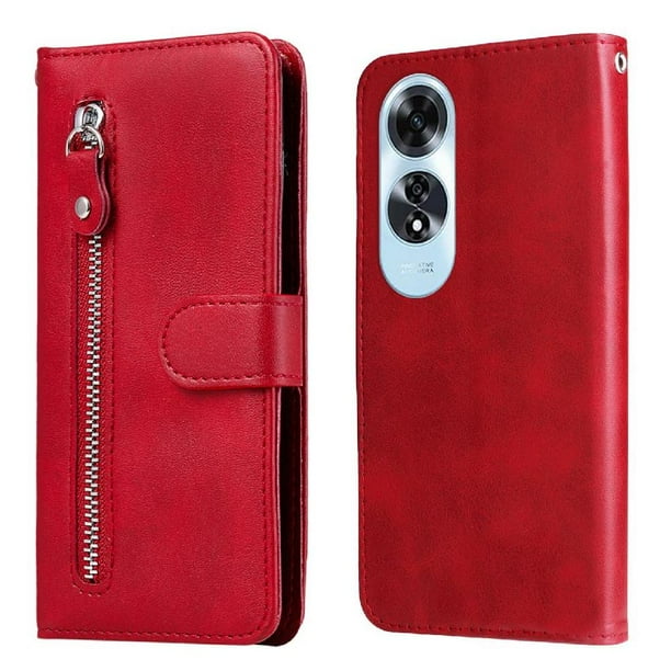 Funda con Cremallera para OPPO A60 4G, Carcasa Cartera de Cuero PU con Soporte y Tarjetero