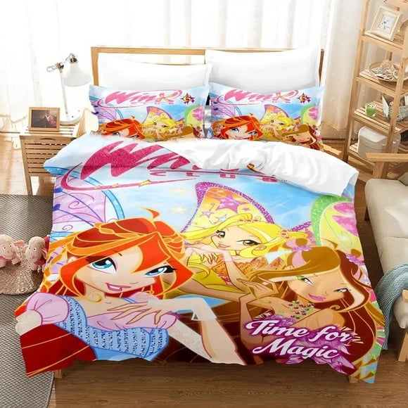 Winx Saga Club Bedding Set Duvet Cover Bed Set Quilt Cover Pillowcase Comforter Size Boys Adult Bedding Set Bed Sheets
