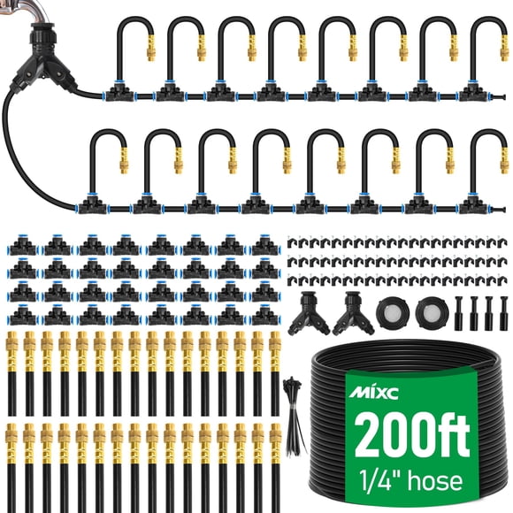 Kit de riego por goteo MIXC de 61 m con 32 boquillas de cobre