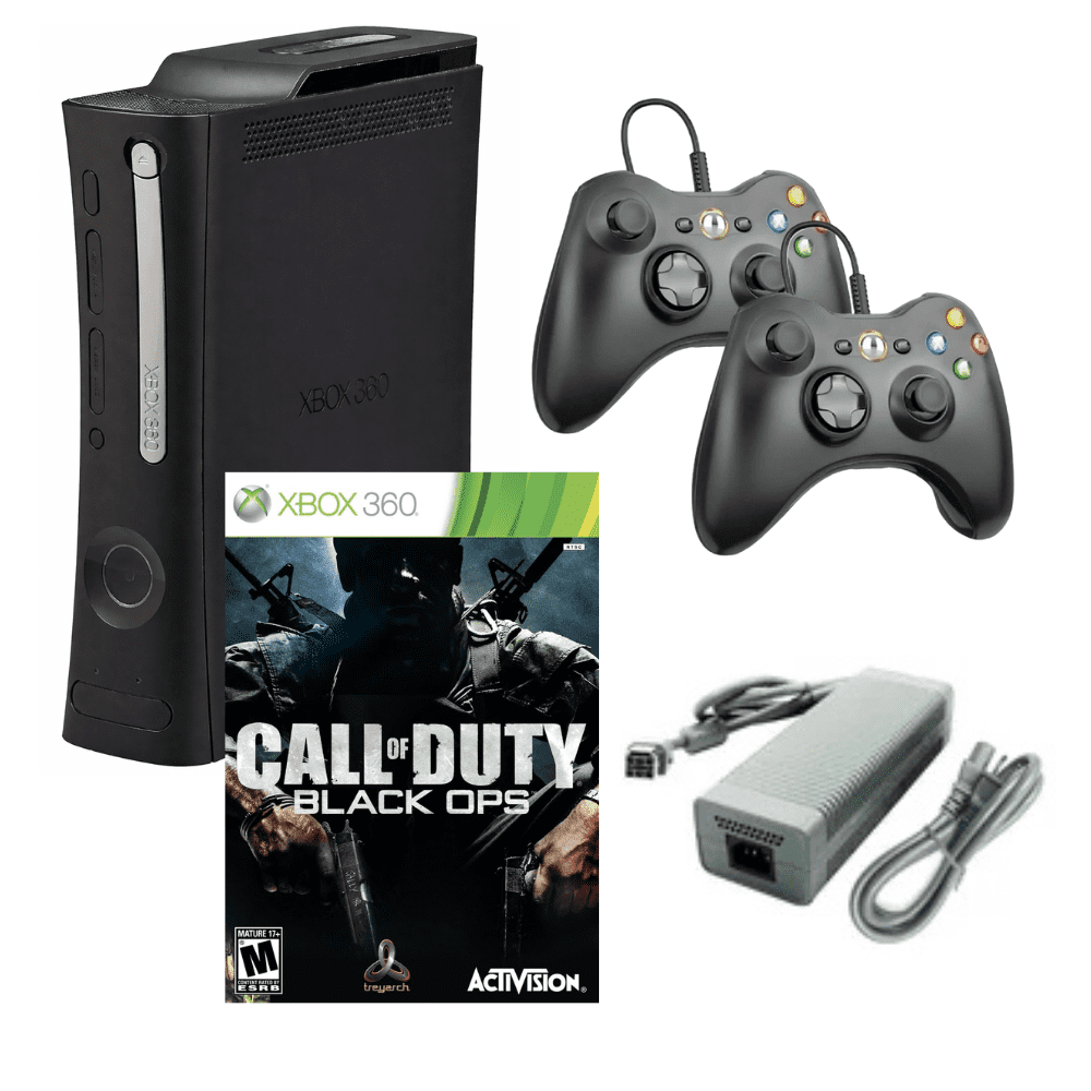 Xbox - Consola 360 Elite Microsoft Dos Controles Retrofam Call Of Duty Black Ops Reacondicionado