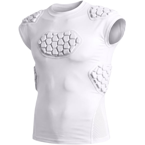 Exxact Sports Elite Camiseta Acolchada de Fútbol para Adultos de 6 Almohadillas (Blanca, AS)