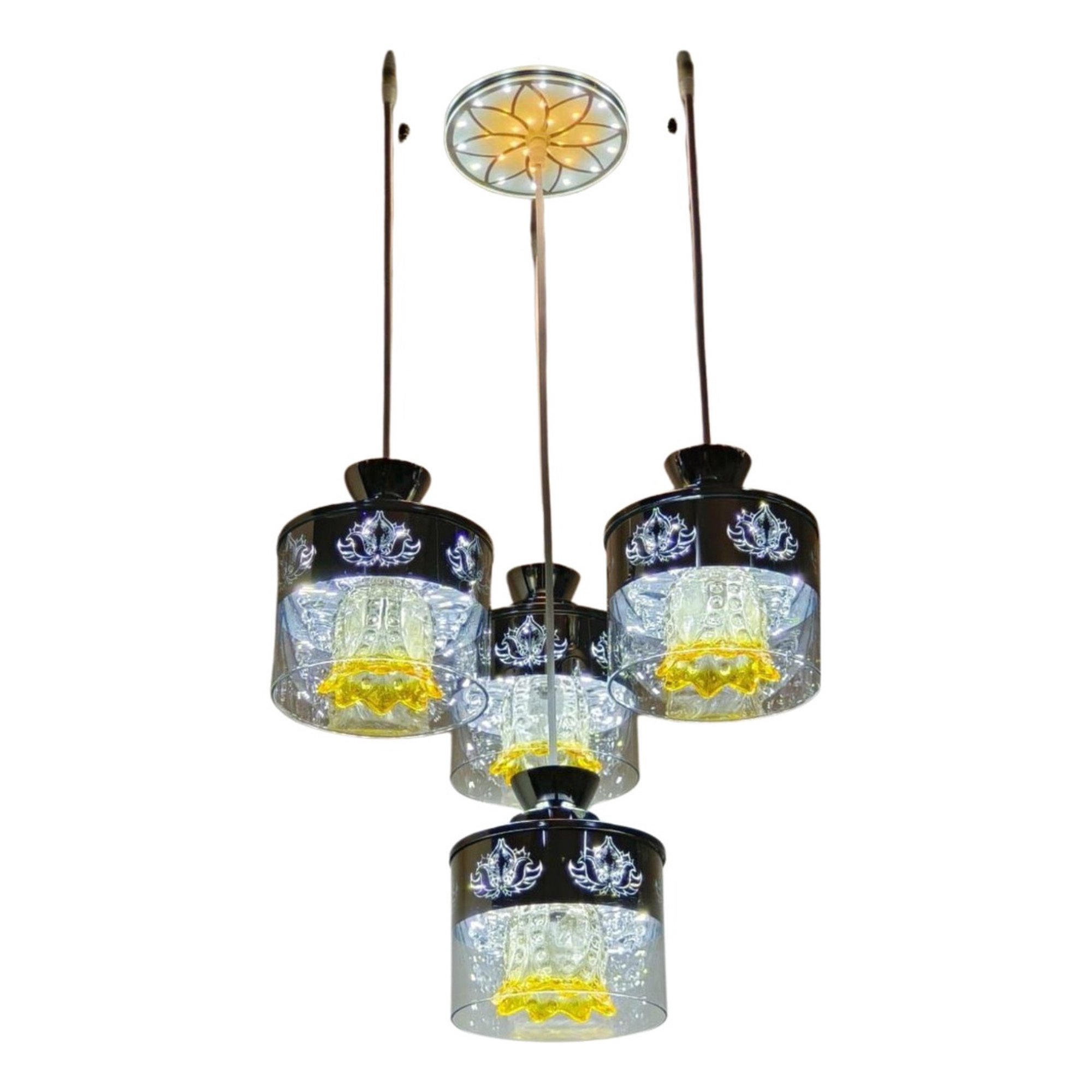 Lampara Colgante Vidrio 4 Luces Moderna Hogar Lau