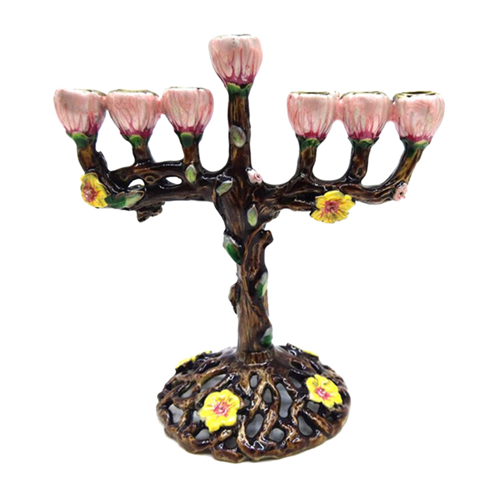 Magideal - Estilo Europeo Retro Hanukkah Menorah Esmaltado, Portavelas Artesanías De Navidad Menorah Candelabros Para Sala De Estar Festivales Decoración De Boda