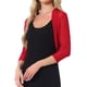 thumbnail image 4 of INSPIRE CHIC Bolero de Mujer Semi Transparente con Mangas 3/4 Cárdigan Corto Rojo Talla L, 4 of 6