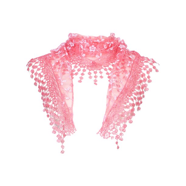 INSPIRE CHIC Velo de Mantilla de Encaje Brillante con Diamantes de Imitación Elegante Pañuelo Triangular para Iglesia y Boda 51.2"x15.7" Rojo Sandía
