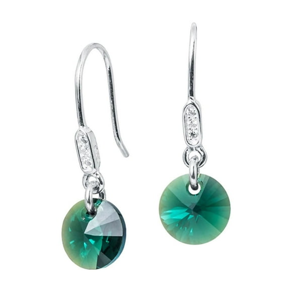 Aros Punto de Luz Plata Italiana 925 y Cristal Genuino Emerald